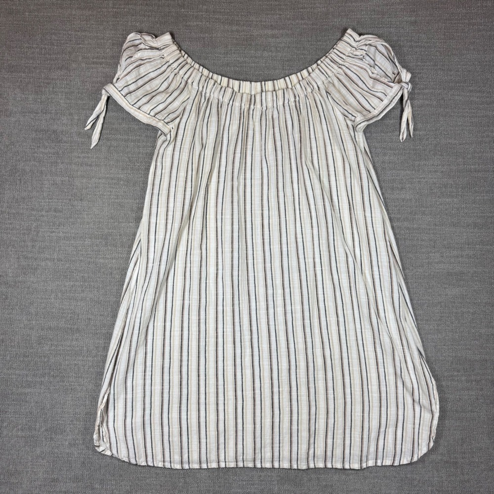Swell Womens Off The Shoulder Cotton Striped Mini Dress Size 4 Beachy Boho Gauze